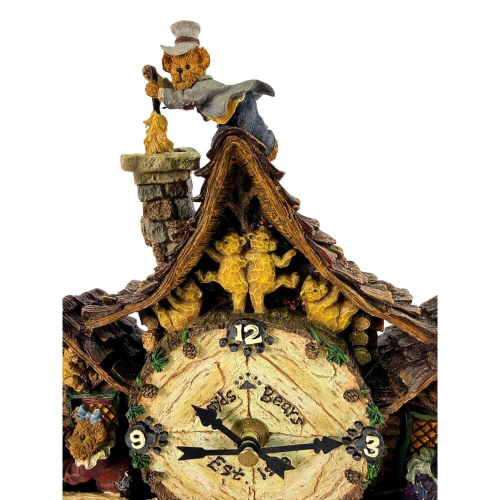 Vintage Boyds Bears Beary Lodge Clock Danbury Mint Resin 1998 Country Cabin - Picture 6 of 9
